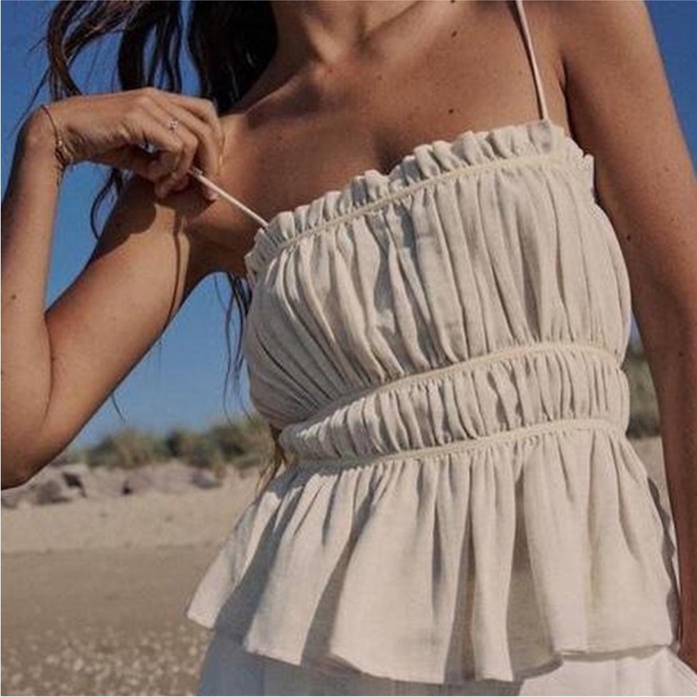 Zara Linen Peplum Tank